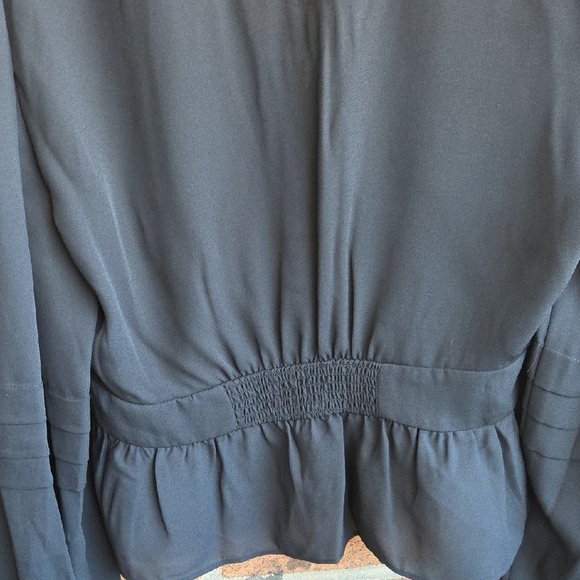 The Kooples Black V-Neck Button-Peplum Blouse - Picture 7 of 10